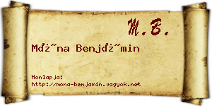 Móna Benjámin névjegykártya