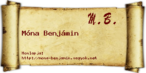 Móna Benjámin névjegykártya